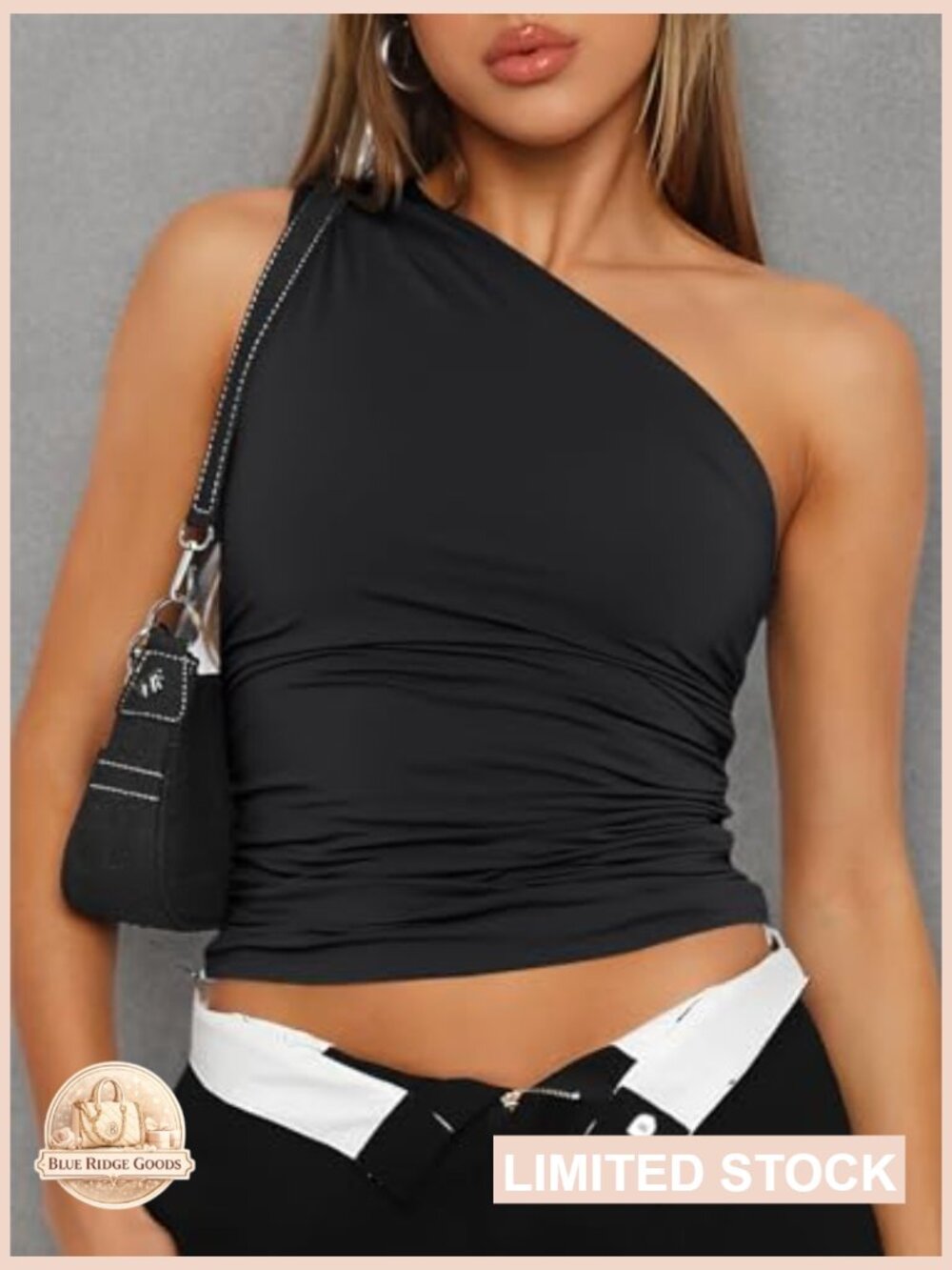 One Shoulder Asymmetrical Crop Top Going Out Workout Sleeveless Slim Fit - Picture 6 of 6